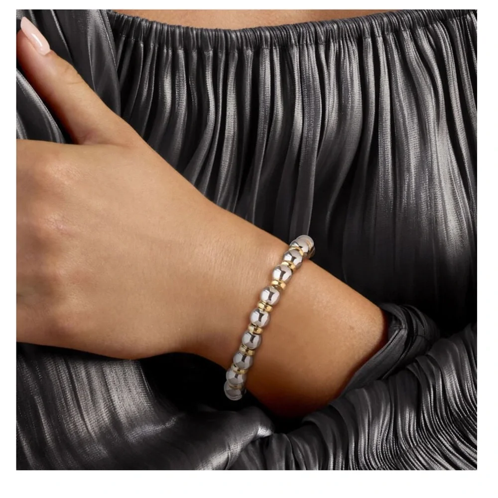 Ross Simons Sterling Silver with 22kt Gold Overlay Bracelet q - Picture 3 of 6